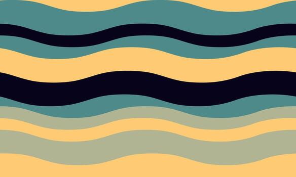 Abstract wavy stripes in calming teal, beige, and black. Perfect for backgrounds, website design, or textile prints. Evokes feelings of serenity and flow. Modern, minimalist design. vector