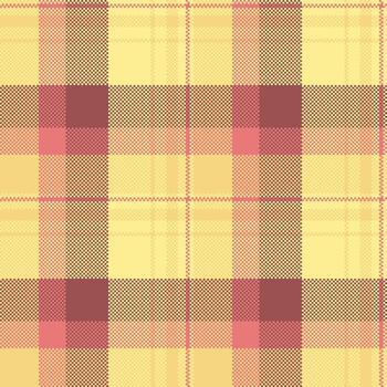 Pixelated plaid pattern in soft, warm hues. A retro, textured design for backgrounds, textiles, or nostalgic themes. Versatile for digital and print projects. vector
