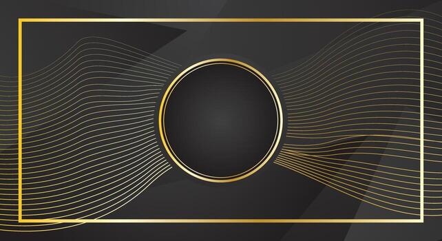 Black background with gold wave lines and fancy circles for certificate vector