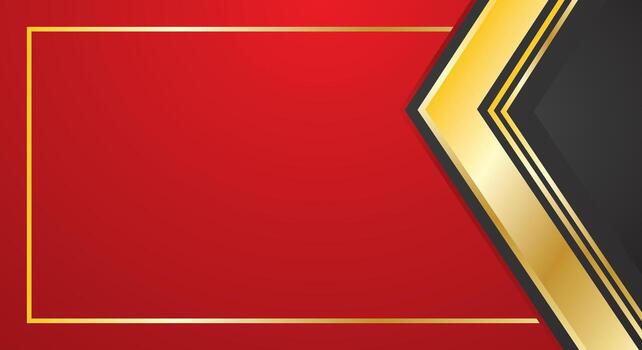 Abstract geometric luxury red background with shiny gold square corner lines. Luxury premium concept design can use element certificate, gift card, invitation, business card vector