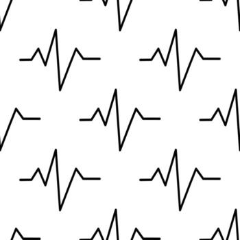 un sin costura modelo presentando negro latido del corazón línea gráficos en un blanco fondo, creando un rítmico y dinámica visual efecto. vector