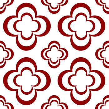 un sin costura modelo presentando estilizado rojo flores con en capas pétalos en un blanco antecedentes. el diseño consiste de varios tamaños de cruz, creando un visualmente atractivo y moderno mirar. vector