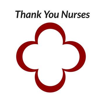 A graphic design featuring the text Thank You Nurses above a red cross symbol. The design is simple and conveys appreciation for nurses. vector