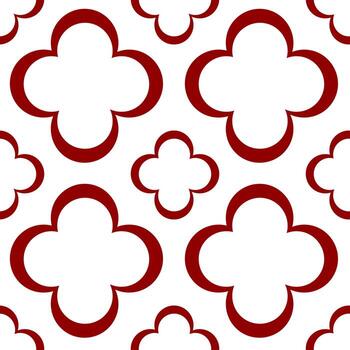 un sin costura modelo presentando rojo resumido cruzar formas en un blanco antecedentes. el diseño incluye varios tamaños de el en forma de cruz motivos, creando un armonioso y elegante mirar. vector