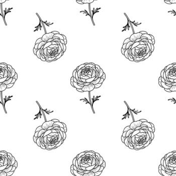 un sin costura modelo presentando dibujado a mano flores con intrincado detalles en un blanco antecedentes. el diseño vitrinas varios preparativos de el flores, creando un delicado y elegante mirar. vector