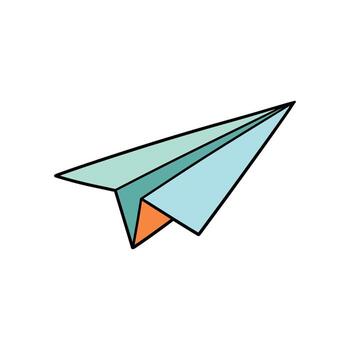 Minimalist paper airplane in flight design with simple geometric shapes. vector