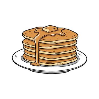 apilar de panqueques con mantequilla y jarabe vector