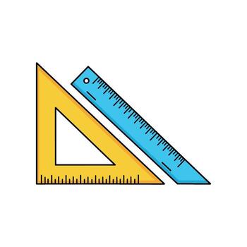 geométrico instrumentos amarillo triángulo y azul regla para preciso medición. vector