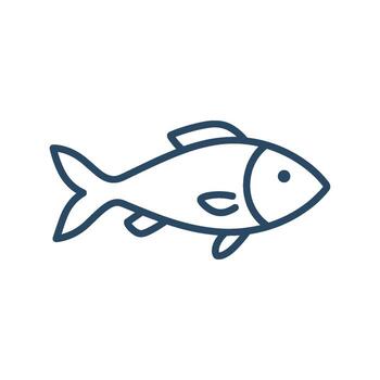 Minimalist fish icon design with simple lines in black and white style. vector