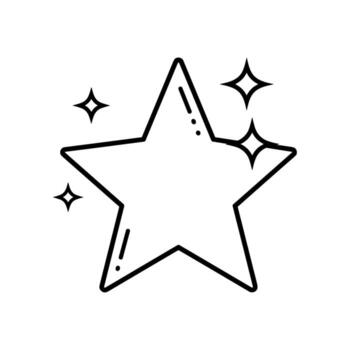 Simple outline of a star with decorative sparkles and dots. vector
