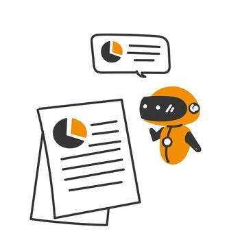 a robot is standing next to a paper with a chart vector