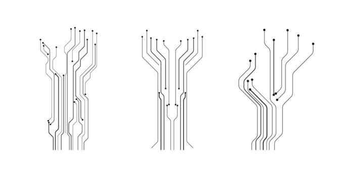 Abstract circuit board pattern resembling trees, perfect for technology, AI, and digital concepts. vector