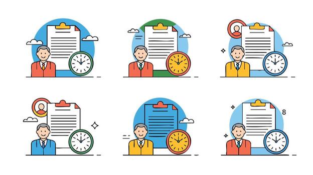 AI Generate Business Time Management Icons Illustration Representing Workflow Efficiency Planning And Timeliness Schedule vector