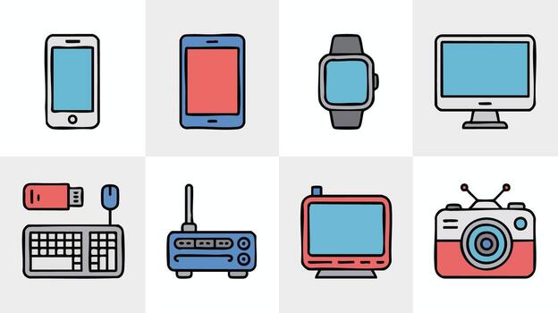 AI Generate Modern Device Icons for Technology and Communication vector
