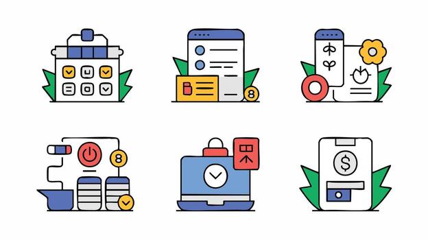 ai generar moderno icono colección ilustrativo diseño creativo digital conceptos pictograma conjunto vector