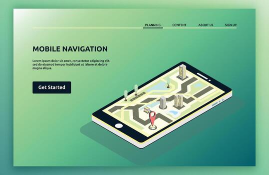 moderno navegación aterrizaje página vector