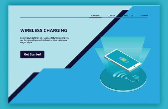 Wireless charging station with smartphone vector