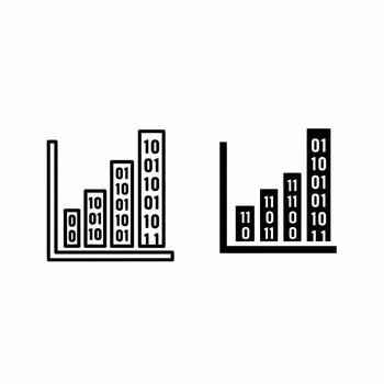 Binary data bar graph icon vector