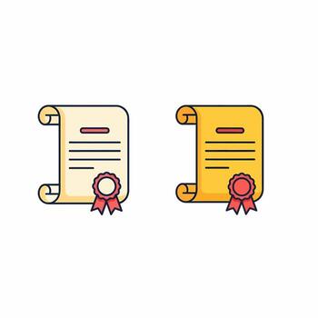 Two certificates with a ribbon on them vector