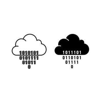 Two black and white clouds with the words cloud computing vector