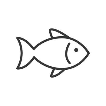 A line art icon of a fish, representing a source of lean protein and omega-3 fatty acids. vector