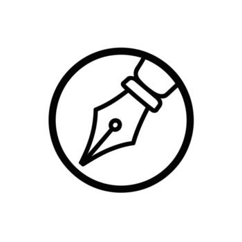 fuente bolígrafo punta icono en un negro circulo símbolo de escritura o creando vector