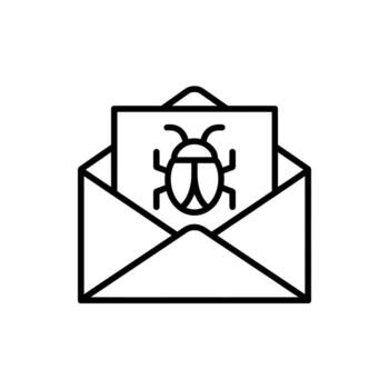 correo electrónico hackear concepto ilustración de un mensaje sobre conteniendo un insecto malware vector