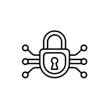 Cybersecurity Lock Icon for Digital Protection and Data Security Concept Design vector
