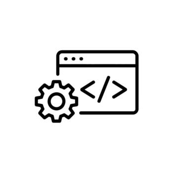 web desarrollo y configuración icono demostración un página web con engranaje icono indicando personalización vector