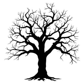 art of silhouette of a bare tree with intricate branches isolated on white vector