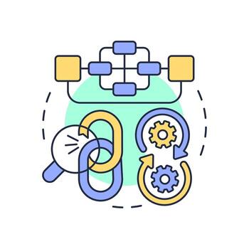 Nadler Tushman model multi color concept icon. Reveal mismatches causing inefficiencies. Gap analysis tool. Round shape line illustration. Abstract idea. Graphic design. Easy to use in blog post vector