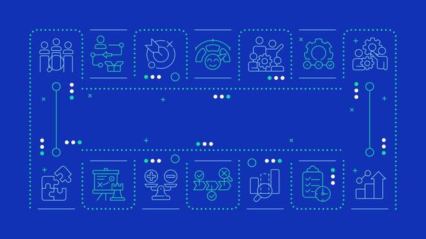 Gap analysis dark blue word concept. Research differences in organization performance. Business. Horizontal image. Headline text surrounded by editable outline icons vector