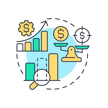 Profit gap analysis multi color concept icon. Measure difference between actual and target incomes. Sales. Round shape line illustration. Abstract idea. Graphic design. Easy to use in blog post vector