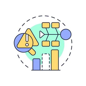 Fishbone diagram multi color concept icon. Identify root causes of problem. Gap analysis tool. Business data. Round shape line illustration. Abstract idea. Graphic design. Easy to use in blog post vector
