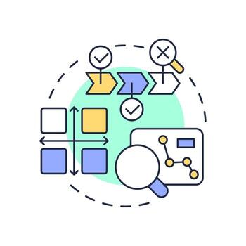 SWOT analysis multi color concept icon. Strengths, weaknesses, opportunities and threats. Gap evaluation tool. Round shape line illustration. Abstract idea. Graphic design. Easy to use in blog post vector
