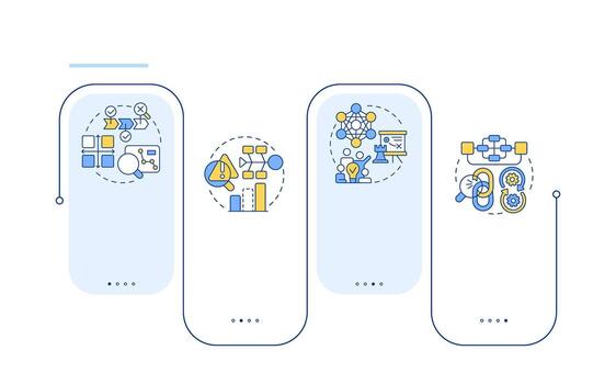 Tools of gap analysis rectangle infographic . Corporate maintenance. Identify potential. Data visualization with 4 steps. Editable rectangular options chart vector
