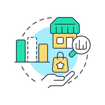 Market gap analysis multi color concept icon. Identify unmet customer needs. Opportunities for new products. Round shape line illustration. Abstract idea. Graphic design. Easy to use in blog post vector