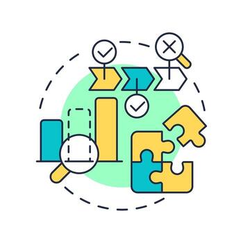 Gap analysis multi color concept icon. Comparing current and future states to highlight discrepancies. Round shape line illustration. Abstract idea. Graphic design. Easy to use in blog post vector