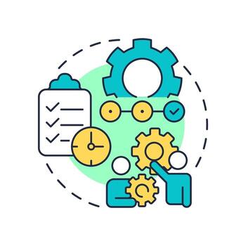 Action plan multi color concept icon. Evaluate solutions for organization change. Stage of gap analysis. Round shape line illustration. Abstract idea. Graphic design. Easy to use in blog post vector