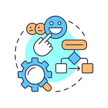 Process flow multi color concept icon. Sequence of steps involved in completing. Gap analysis tool. Round shape line illustration. Abstract idea. Graphic design. Easy to use in blog post vector