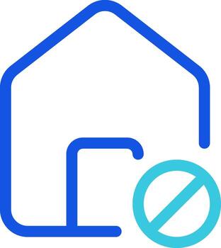 House restriction colorful line ui icon. Forbidden area, sign. Security, protection. Home safety, private property. Isolated duotone linear symbol. User interface element, pixel perfect vector