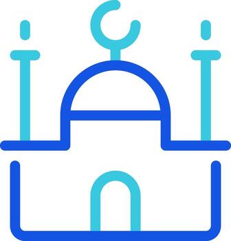 Mosque temple colorful line ui icon. Muslim religion, architecture. Ramadan culture, traditional. Minaret building. Isolated duotone linear symbol. User interface element, pixel perfect vector