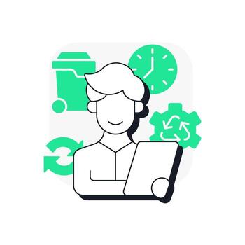 Resource utilization flat outline concept icon. Strategic efficient usage of resources. Benefit of capacity management. Modern line illustration with green glyphs. Conceptual visual. Easy to edit vector