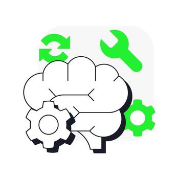 Recalibration flat outline concept icon. Reconfiguring resource amount. Step in capacity management processes. Modern line illustration with green glyphs. Conceptual visual. Easy to edit vector