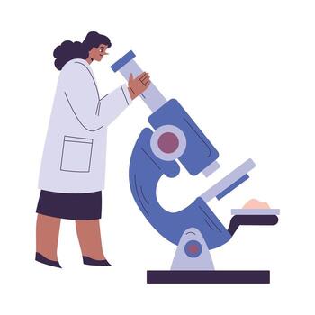 Scientist with microscope in laboratory vector