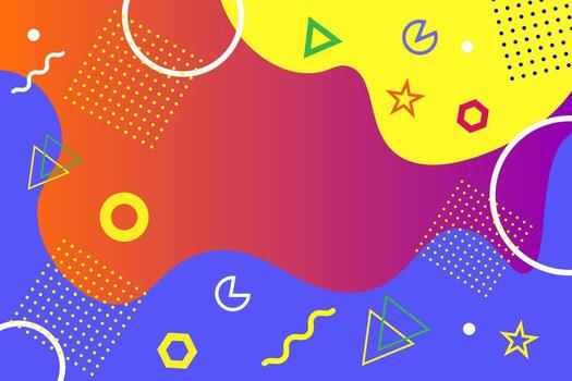abstract colorful background with circles, triangle, and square drawn by hand. vector