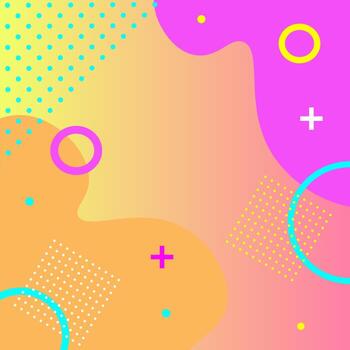 resumen vistoso antecedentes con círculos, más, y cuadrado dibujado por mano. vector