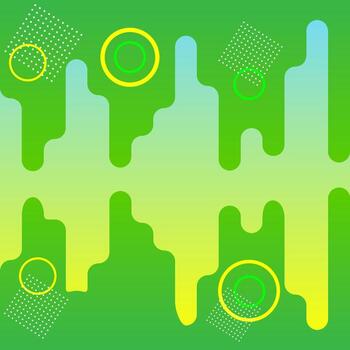 abstract colorful green background with hand drawn drops, circles, and squares. vector