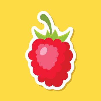 A sticker of a raspberry on a yellow background vector