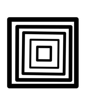 Minimalist black and white geometric pattern featuring concentric squares with thick bold lines, perfect for modern art, abstract backgrounds, or graphic design. vector